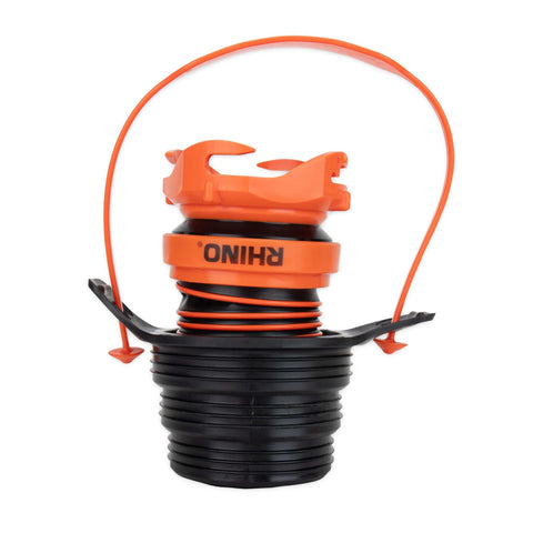 3 In 1 RV Sewer Hose Adapter And Drain Seal With RhinoExtreme Hose And Handle, black and orange flexible design for camper connections.