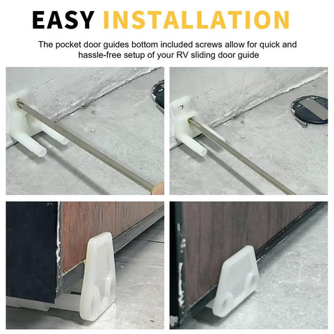 Sliding Door Guide Set With Adjustable Barn Door Hardware Floor And Wall Mount POM Plastic Includes Two Packs And Eight Screws Durable Smooth Sliding Guide For Interior Barn Doors Installed in RV