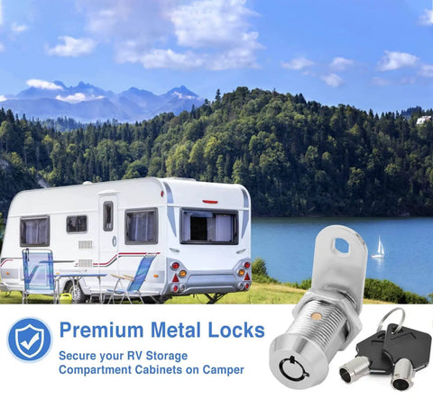 Keyed Alike RV Storage Locks 1-1/8 Inch Fits Up To 7/8 Inch Door Thickness Camper And Trailer Lock Set Six Pack with camper lake view