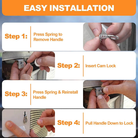 Effortless, durable RV water heater door latch kit installation guide for secure twist cam locking in campers and travel trailers.