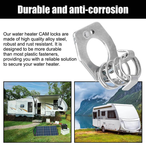 RV Water Heater Twist Cam Lock With Hook Fastener Parts For 1.5 Inch Valves, durable metal camper door latch assembly, silver