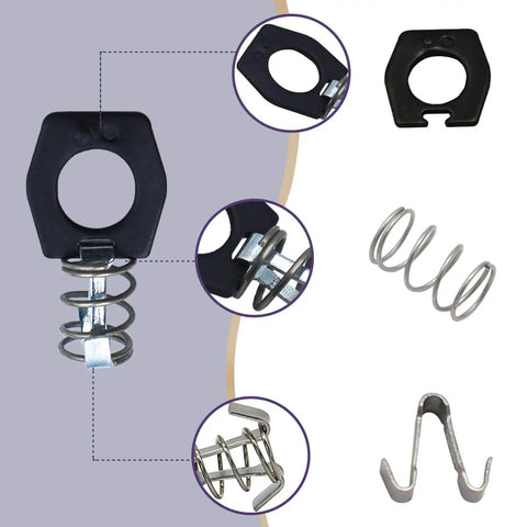 Keep your RV water heater secure with a six piece metal cam lock set, showing detailed views of powder coated fasteners and springs.