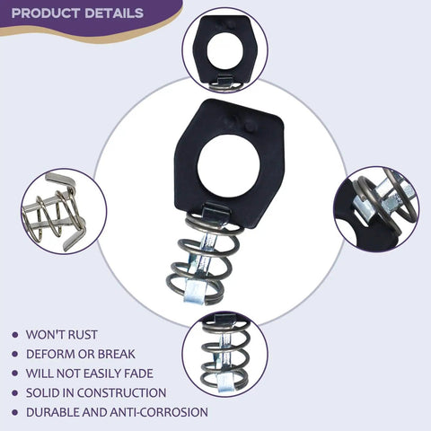 Keep your RV water heater secure with a six piece metal cam lock set, durable, powder coated door latch fasteners, close-up view