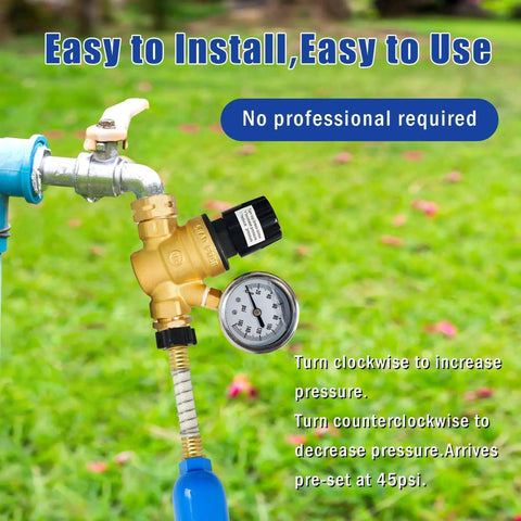 Adjustable Handwheel RV Water Pressure Regulator With Gauge And Inlet Screened Filter for Camper by Hourleey