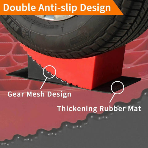 RV Leveling Blocks Kit for Dual Axle Travel Trailer With Ramp Chocks Rubber Mats Bubble Level and Carry Bag Heavy Duty HDPE