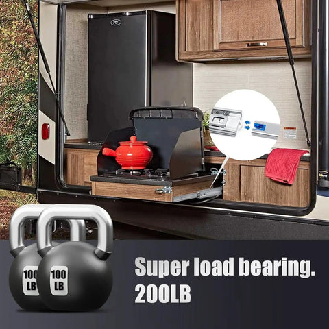 Outdoor kitchen setup with Heavy Duty Drawer Slides 180 Lb Capacity Full Extension Ball Bearing Rails in RV