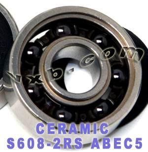 S608-2RS Bearing 8x22x7 Si3N4 Ceramic Stainless Steel Sealed ABEC-5 Bearings - VXB Ball Bearings