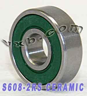 S608-2RS Skate Bearing Ceramic Sealed 8x22x7 Miniature - VXB Ball Bearings