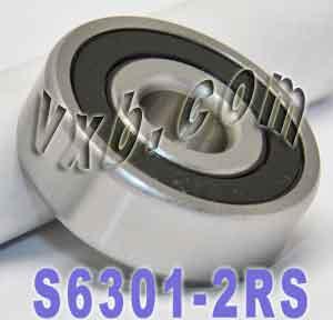 S6301-2RS Stainless Steel Sealed Bearing 12x37x12 - VXB Ball Bearings