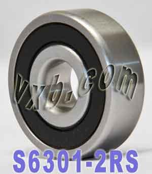 S6301-2RS Stainless Steel Sealed Bearing 12x37x12 - VXB Ball Bearings