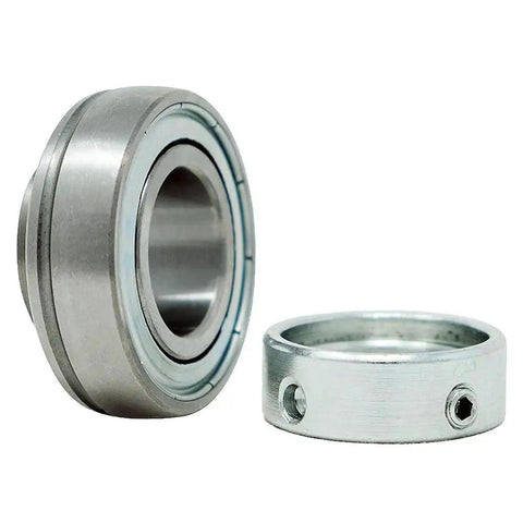 SA206-20 Insert Bearing with one and one quarter inch bore, spherical OD, eccentric locking collar, and lubrication hole