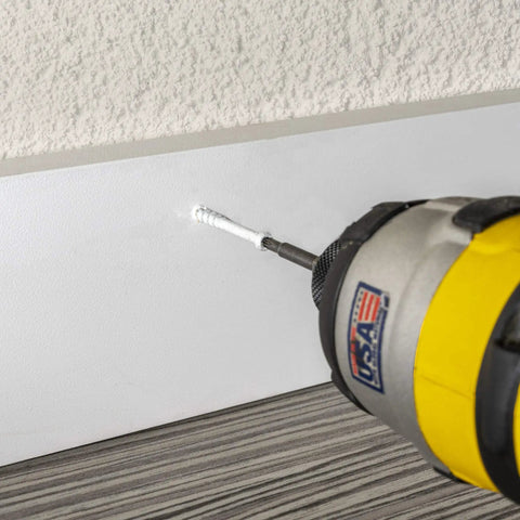 Size 8 X 1 And 5 Eighths Inch Saberdrive White Trim Screws, 1 Pound Tub, Approximately 221 Pieces, Durable Wood Screws With Serrated Threads For Secure Fastening And Reduced Cam Out, Ideal For Cabinets And General Woodworking Projects used in wall installation
