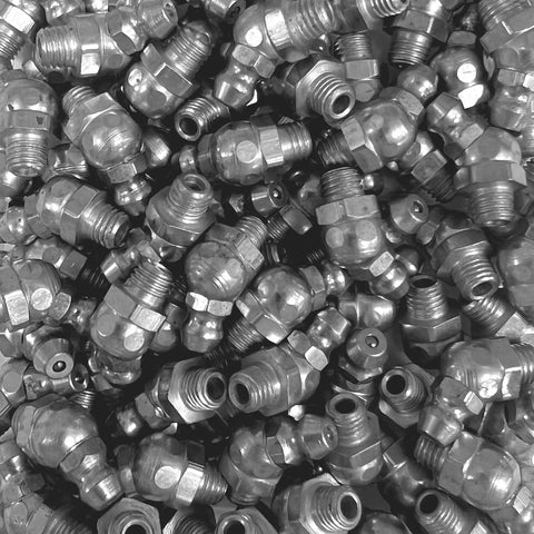 80 Piece SAE Grease Fittings Set With Common 1/8 NPT And 1/4-28 Threads Includes Straight 1/8-27, Straight 1/4-28, angle fittings