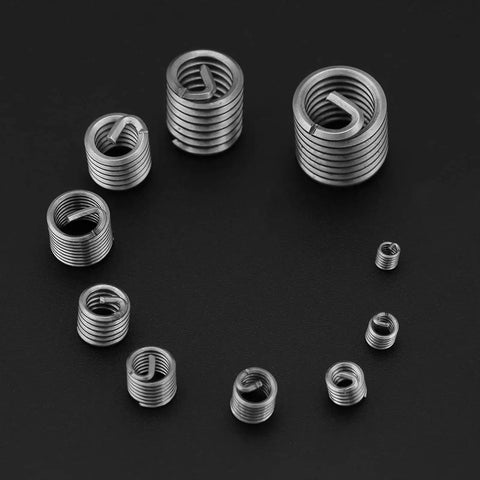 Premium SAE Thread Repair Kit With 60 Pcs 304 Stainless Steel Wire Sleeve Inserts for 3/8 Inch Coarse Threads on black background