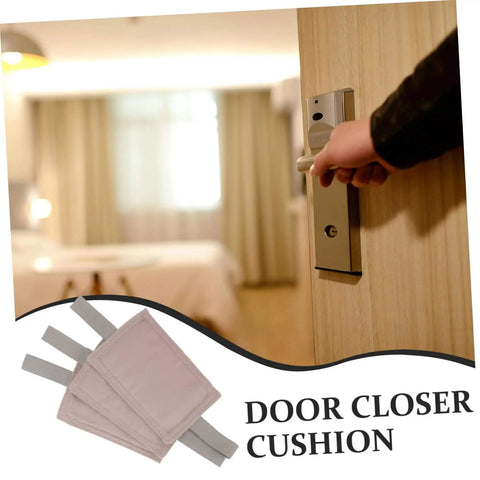 Person using door with Three Piece Safety Door Stopper Set With Elastic Straps Cushions Doors, Prevents Slamming, Protects Little Fingers, Ideal For Nurseries, Homes, Libraries, And Pet Friendly Spaces For Safer, Quieter Room Transitions attached.