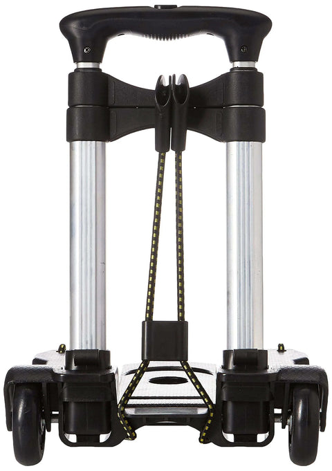 Front view of Samsonite Compact Folding Luggage Cart, Black, One Size showing handle and wheels on aluminum frame.