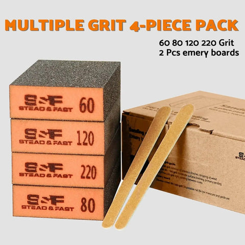 Four Pcs Aluminum Oxide Sanding Blocks Grit 60 80 120 220 for Wood Metal Drywall with emery boards