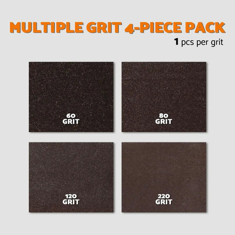 Four Pcs Aluminum Oxide Sanding Blocks Grit 60 80 120 220 for Wood Metal Drywall displayed in grid layout