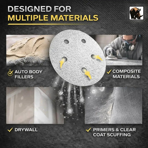 Rhynogrip White Line Five Hole Vacuum Sanding Discs For Multiple Materials Use Illustration