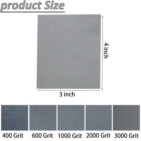 20 Pcs 3x4 Inch Sanding Sponge Set 400 600 1000 2000 3000 Grit For Wet Dry Use, showing size and grit comparison