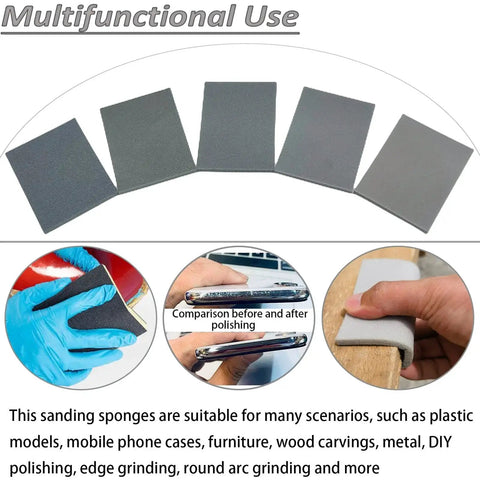 20 Pcs 3x4 Inch Sanding Sponge Set 400 600 1000 2000 3000 Grit For Wet Dry Use with assorted sponges and polishing examples