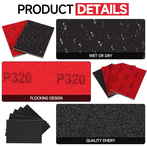 Product details of 20 Piece Sanding Sponge Set With 9 Grits 180 To 3000 Wet Dry For Wood Metal showing texture and design.