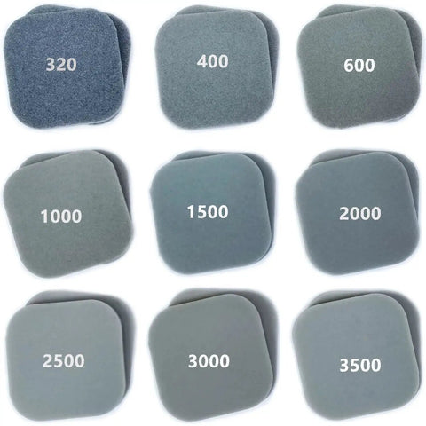 27 Pcs Sanding Sponges 2x2 Pads With 9 Grits 320 To 3500 For Craft Polishing, showing various grit numbers on foam pads.