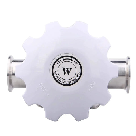 Top view of Sanitary Diaphragm Valve With Silicone Seal, Stainless Steel 316L, 1.5 Inch Tri Clamp