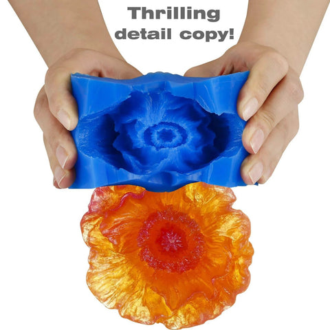 Liquid Silicone Mold Making Kit Sapphire Blue 30A rubber mold and orange resin casting detail
