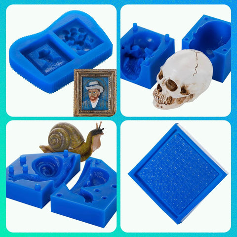 Liquid Silicone Mold Making Kit Sapphire Blue 30A molds for resin jewelry, candle, concrete, plaster casting DIY.