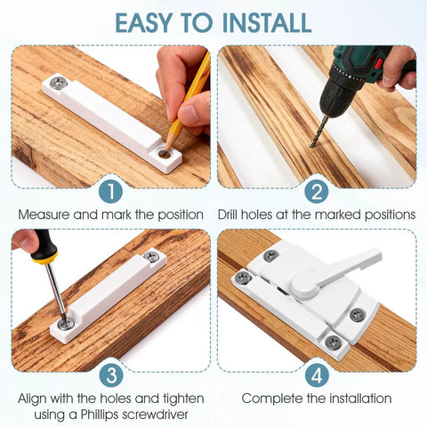Installation steps for Three Pack Window Sash Lock Set For Sliding Windows Replaces Latches On Single Hung And Double Hung White Cam Lock