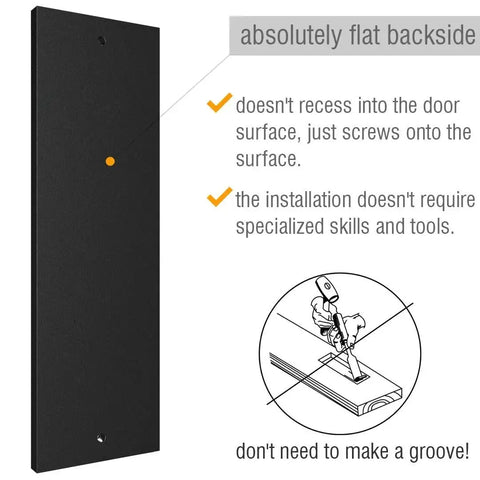 7 Inch Flush Pull Handle For Sliding Barn Doors Cabinets Drawers In Satin Black Finish Heavy Duty Door Pull For Pocket Doors And Sliding Doors Ideal For Closet Cabinets Anti Corrosion Powder Coated For Long Lasting Durability, showing back view with installation instructions.