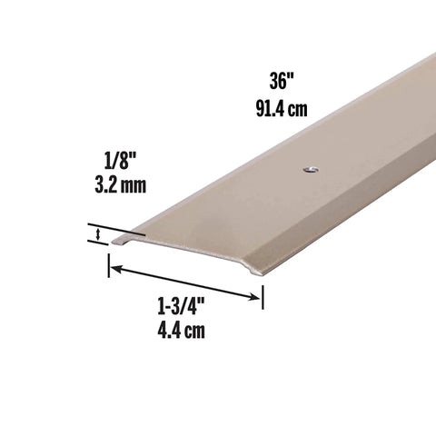 1-3/4 in. x 1/8 in. x 36 in. Satin Nickel Aluminum Flat Profile Threshold for Interior Doorways shown with dimensions