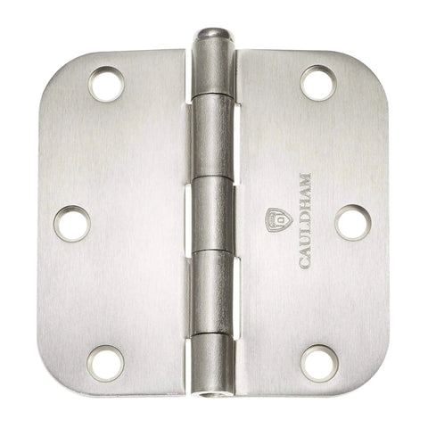 (12 Pack) Heavy-Duty 3-1/2" Interior Door Hinges with 5/8" Radius Corners - Satin Nickel, top view