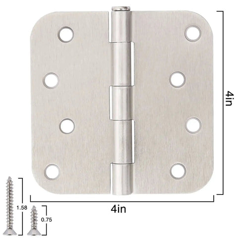 Three Pack Heavy Duty Satin Nickel Door Hinges Four Inch With Five Eighths Inch Radius Corners Includes Twenty Four Free Screws