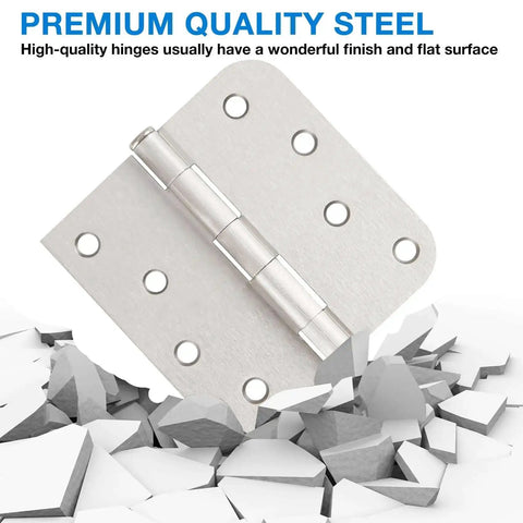 Premium quality steel 3 Pack Heavy Duty Satin Nickel Door Hinges For 4 Inch Doors With Square Rounded Corners And Five Eighths Inch Radius