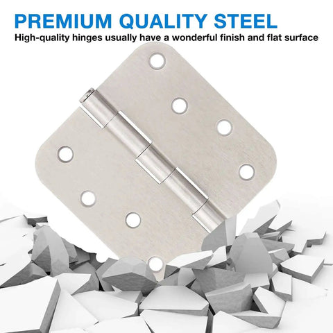 Three Pack Heavy Duty Satin Nickel Door Hinges Four Inch With Five Eighths Inch Radius Corners Includes Twenty Four Free Screws
