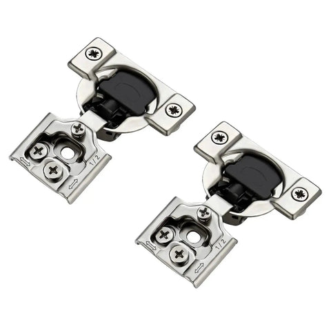 10 Pack 5 Pairs One Half Inch Overlay Soft Close Hinges for Kitchen Cabinets Satin Nickel Concealed Stainless Steel Hidden Hinges