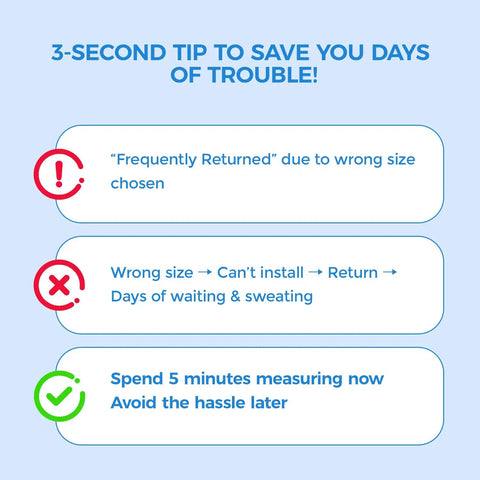 Infographic about ensuring correct size choice to avoid returns and hassle.