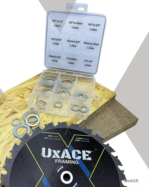 Saw Blade Bushing Set And Arbor Spacer Kit Reduction Ring Bundle 18 Pack With 9 Sizes for circular saw blades and angle grinders