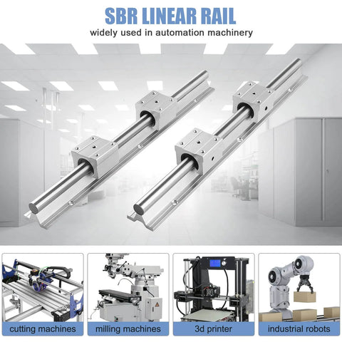SBR16 1200mm Linear Rail Guide SBR16 Fully Supported Linear Slide Rail with 4Pcs Industry-Standard SBR16UU Slide Ball Bearing Block