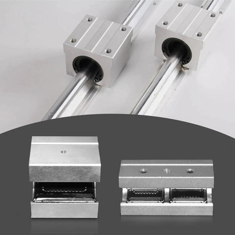 4 Pack SBR20UU Aluminum Block 20mm Linear Motion Ball Bearing Slide Block For SBR20 20mm Linear Guide Rail, top and side view