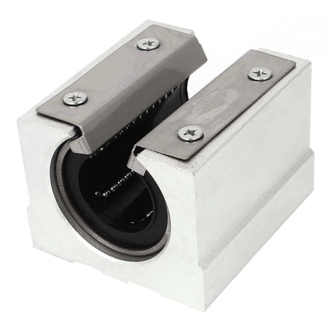 ✝️ Sbr25uu 25mm linear motion ball bearing slide block unit bushing with metal housing and visible screws, for smooth CNC alignment