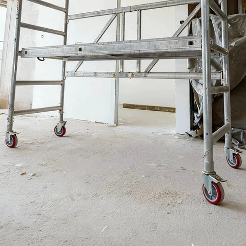 Four Pack 8 Inch Adjustable Leveling Scaffolding Wheels Scaffolding Caster Wheels With Brakes Swivel Locking Casters installed