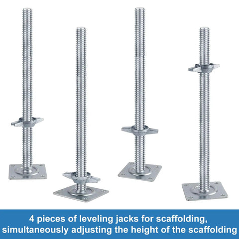 18 Inch Adjustable Scaffold Leveling Jacks Feet Kit For Baker Style Scaffolding Galvanized Solid Threaded Rods 4 Pack