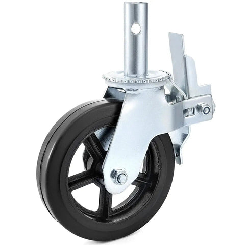 4 Pack Scaffolding Caster Wheels 8 Inch By 2 Inch Dual Locking Rubber Swivel Casters 360 Degree Heavy Duty 1100 Lbs Capacity Per Wheel