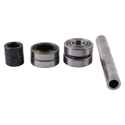 Improved Front Axle Sleeve And Wheel Bearing Rebuild Kit For Scag Mowers 43581 482621 482622 43584 with components displayed