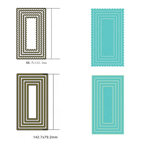 2 Pack Mini Slim Line Stitched Scallop Square Frame Cutting Dies Carbon Steel For DIY Scrapbooking Embossing Die Cuts Card Making