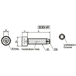 SCBS-M10-25-VF NBK Clamping Cap Vacuum Vented Screws with flat ball for Vacuum Devices Made in Japan - VXB Ball Bearings