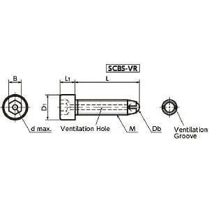 SCBS-M10-25-VR NBK Clamping Cap Vacuum Vented Screws has a full ball to firmly secure workpiece at the contact point.